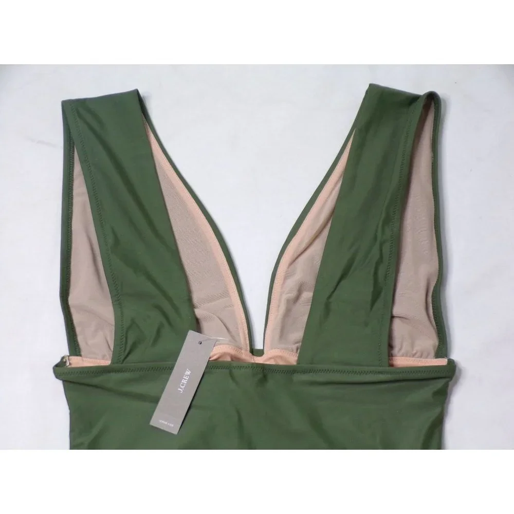 J CREW V-Neck Plunge One-Piece Swimsuit  Safari Green 14 NWT $98 - Picture 5 of 5